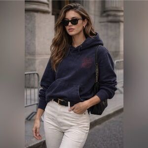 Authentic Burberry Dark Blue Hoodie (Used) – Size Small